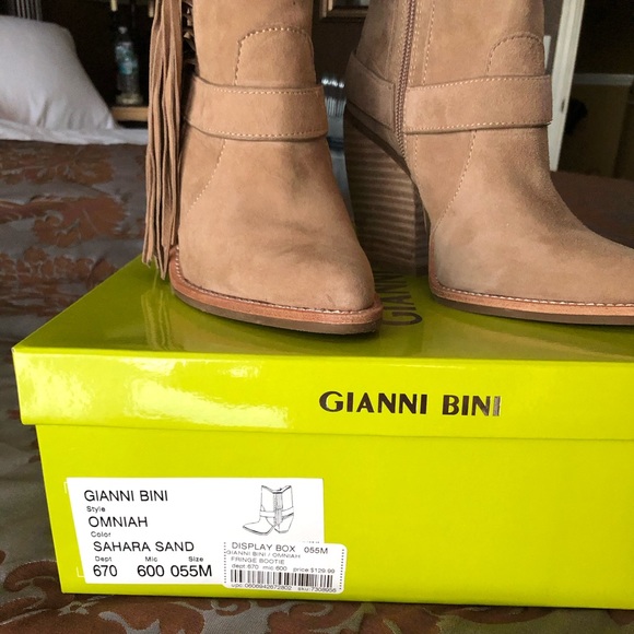 Gianni Bini tan suede bootie with fringe - Picture 3 of 5
